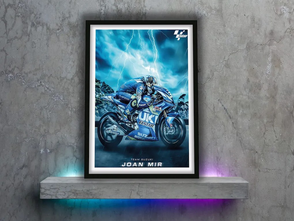 Πόστερ &amp; Κάδρο MotoGp GP019 30x40cm Μαύρο Ξύλινο Κάδρο (με πόστερ)