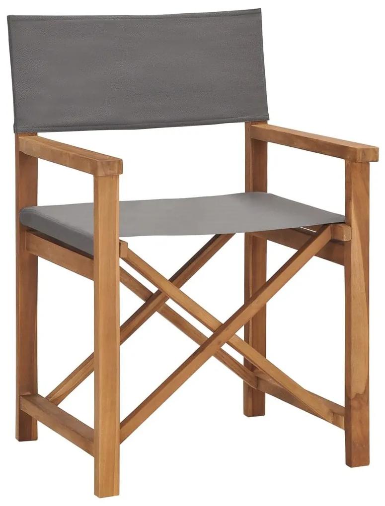 Καρέκλες Σκηνοθέτη Πτυσσόμενες 2 τεμ. Γκρι από Μασίφ Ξύλο Teak - Γκρι