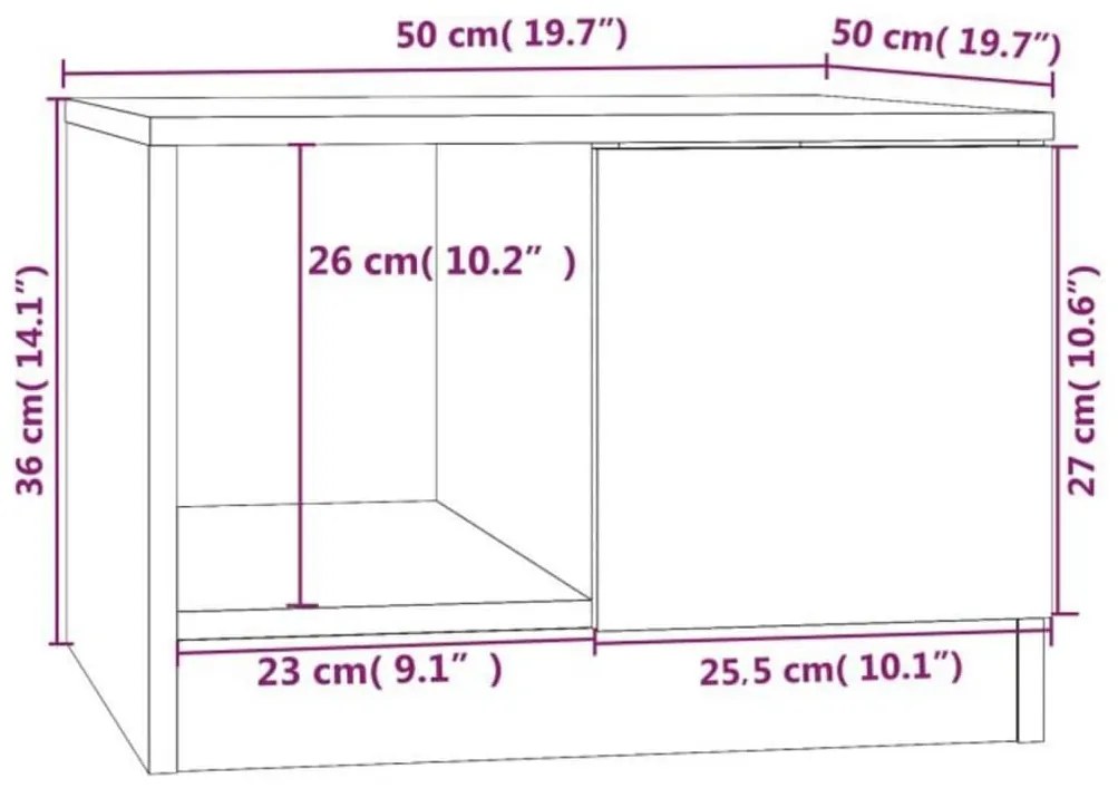 Τραπεζάκι Σαλονιού Μαύρο 50x50x36 εκ. από Επεξεργασμένο Ξύλο - Μαύρο