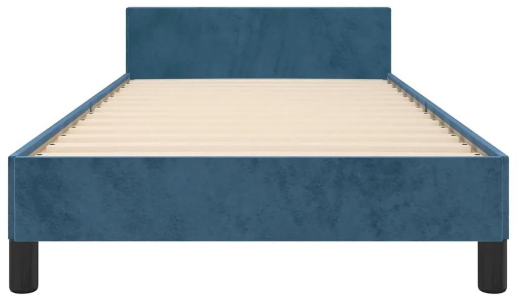 Πλαίσιο Κρεβατιού με Κεφαλάρι Σκ. Μπλε 90x200 εκ. Βελούδινο - Μπλε