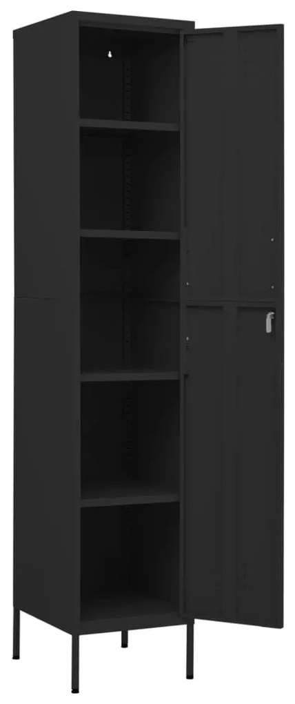 Φοριαμός Μαύρος 35 x 46 x 180 εκ. από Ατσάλι - Μαύρο