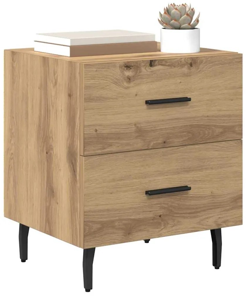 vidaXL Κομοδίνο με συρτάρι 2 pcs artisan δρυς 40 x 35 x 47.5 εκ