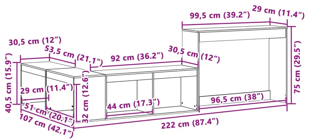 ΚΟΜΟΔΙΝΟ ΜΕ ΓΡΑΦΕΙΟ ΛΕΥΚΟ 222X107X75 ΕΚ. ΑΠΟ ΜΑΣΙΦ ΞΥΛΟ ΠΕΥΚΟΥ 855757