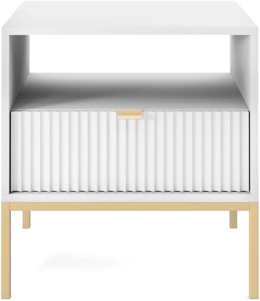 Lh-homefurniture Κομοδίνο Nova Λευκό +χρυσό 54x56x39cm P_Nova_11_Bi_g