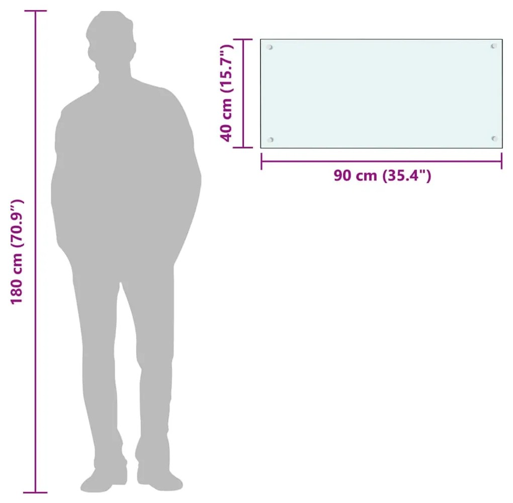 vidaXL Πλάτη Κουζίνας Λευκή 90 x 40 εκ. από Ψημένο Γυαλί