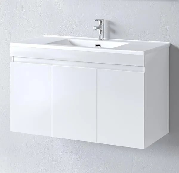 Σετ Έπιπλο Μπάνιου OMEGA 90 Λευκό Γυαλιστερο 90x46x135 εκ.