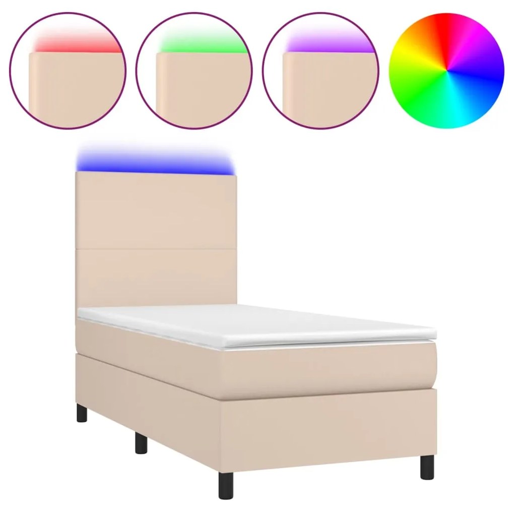 ΚΡΕΒΑΤΙ BOXSPRING ΣΤΡΩΜΑ&amp;LED ΚΑΠΟΥΤΣΙΝΟ 100X200 ΕΚ. ΣΥΝΘ. ΔΕΡΜΑ 3135812