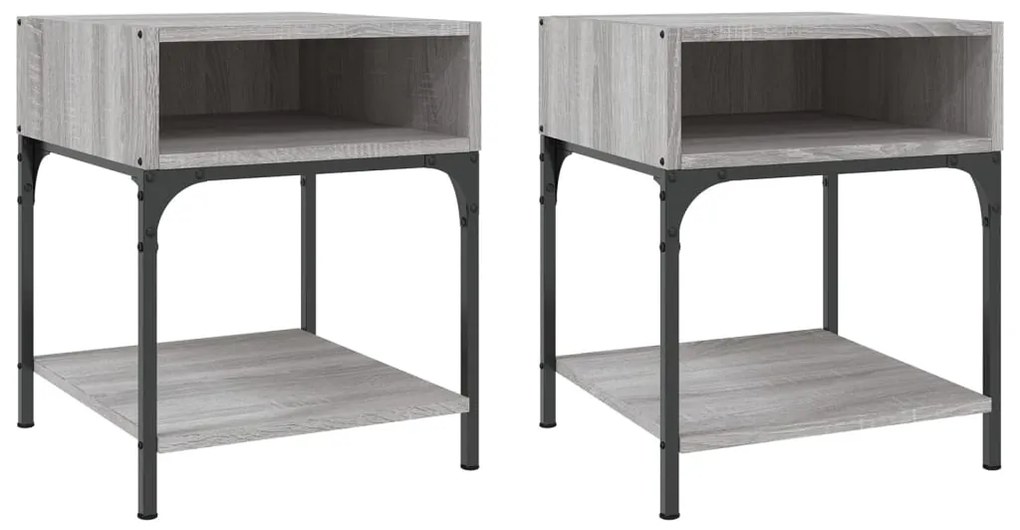 vidaXL Κομοδίνα 2 τεμ Γκρι Sonoma 40x41x50 εκ. από Επεξεργασμένο Ξύλο