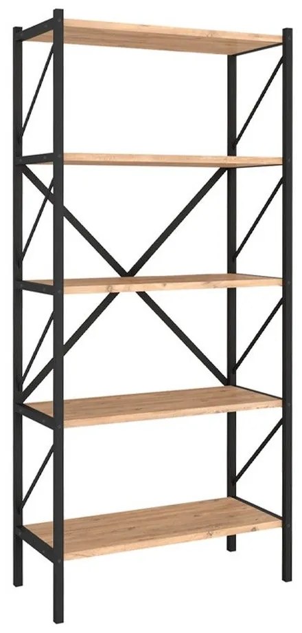 Βιβλιοθήκη Jocasta 212514 66x34x160cm Pine Oak Melamine, Metal