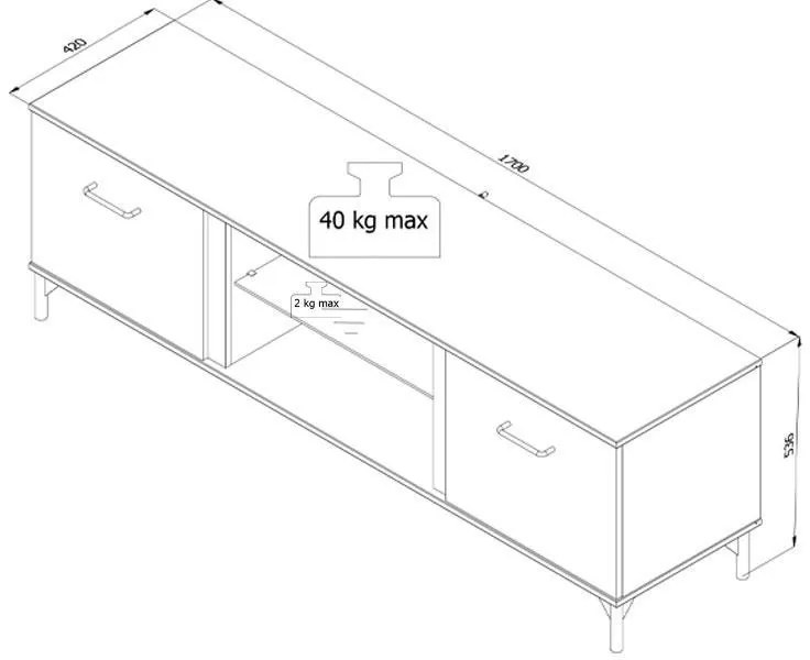 Έπιπλο TV Corsica 170 Flagstaff Oak - Μαύρο 170,5x42x53,5 εκ. 170.5x42x53.5 εκ.