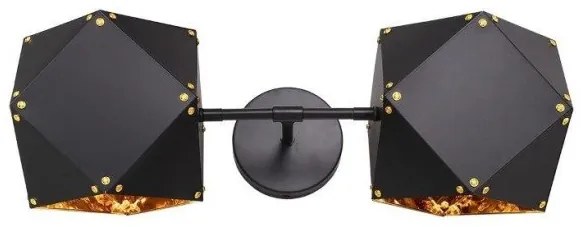 Απλίκα Φωτιστικό Τοίχου WELLES Replica Μαύρο-Χρυσό 00795 Globostar-795-Μαύρο-Χρυσό 00795