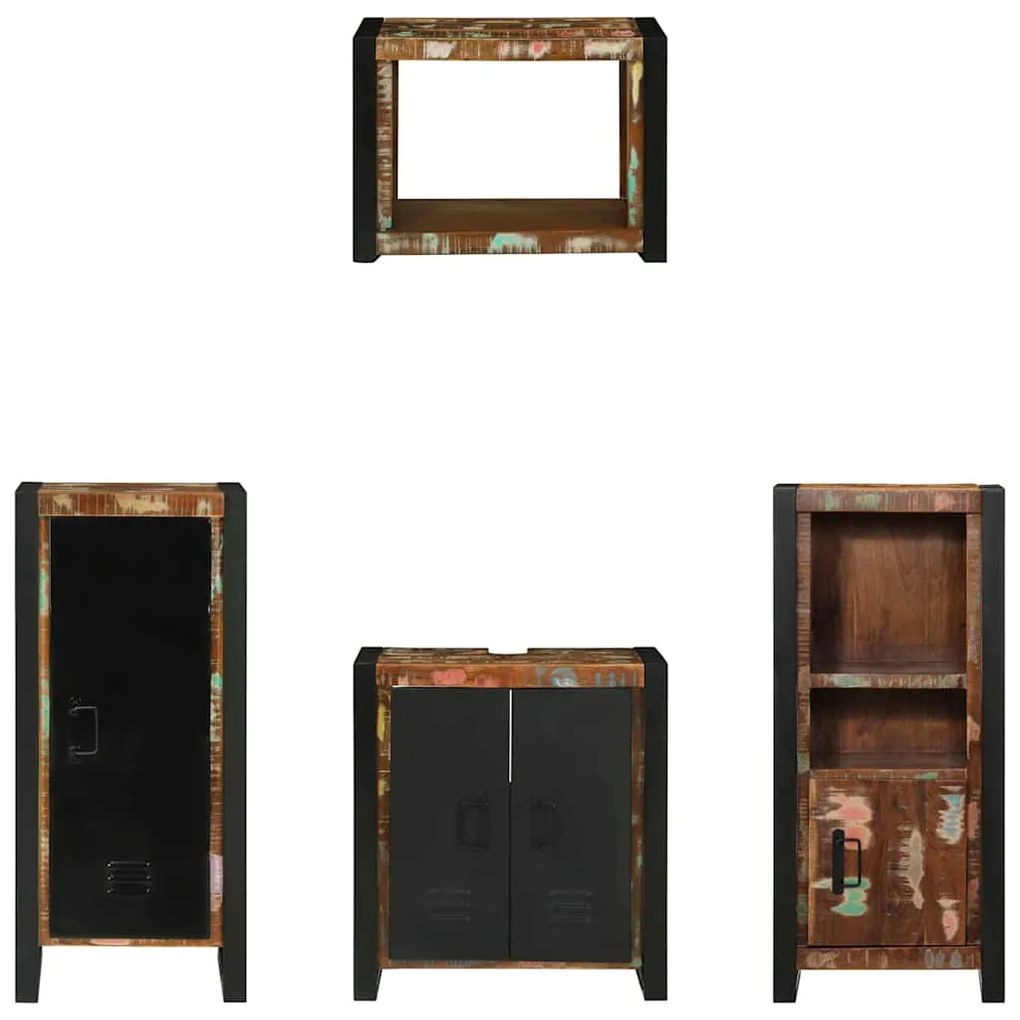 vidaXL Σετ Επίπλων Μπάνιου με συρτάρι 4 pcs Στερεό Ανακτηθέν Ξύλο