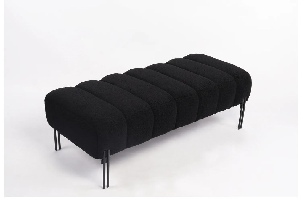 Παγκάκι Ottoman ArteLibre KUBO Μαύρο Ύφασμα Teddy/Μέταλλο 40x116.5x50cm