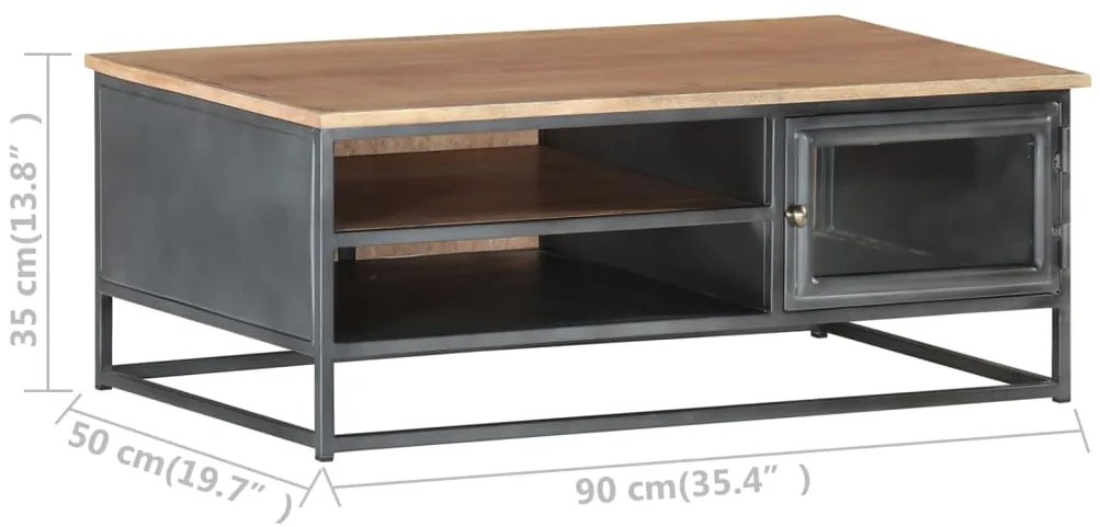 vidaXL Τραπεζάκι Σαλονιού Γκρι 90 x 50 x 35 εκ. από Μασίφ Ξύλο Ακακίας