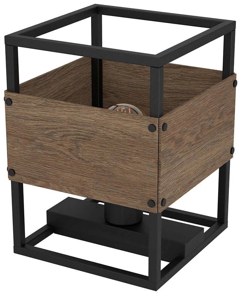 Φωτιστικό Επιτραπέζιο Evesham 43807 19,5x19,5x25cm 1xΕ27 40W Black-Brown Eglo Steel,Wood
