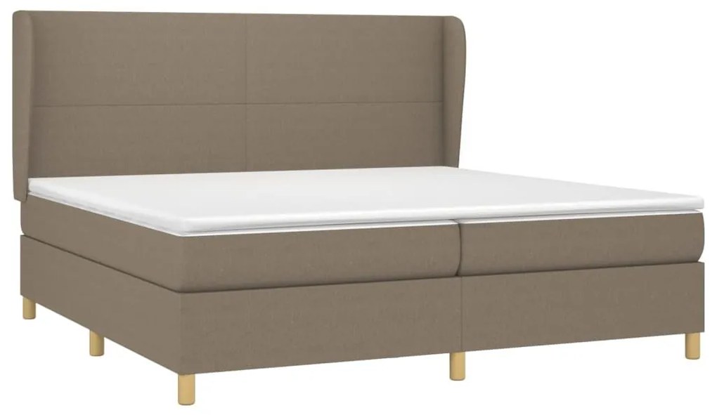 Κρεβάτι Boxspring με Στρώμα Taupe 200x200 εκ. Υφασμάτινο - Μπεζ-Γκρι