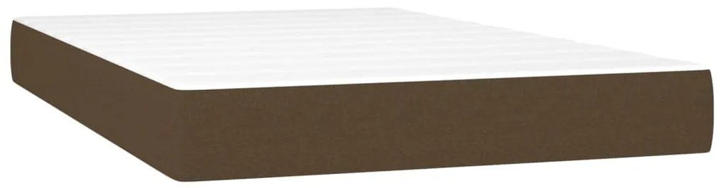 vidaXL Κρεβάτι Boxspring με Στρώμα & LED Σκ.Καφέ 120x200 εκ Υφασμάτινο