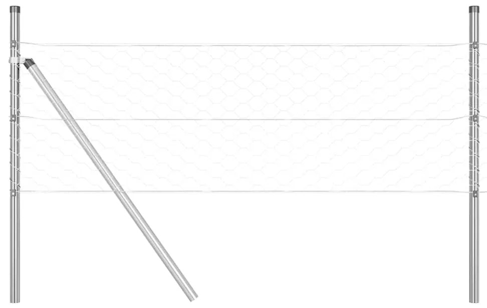 vidaXL Εξαγωνικός Φράκτης 0,6 x 25 μ, Γαλβανισμένος Χάλυβας