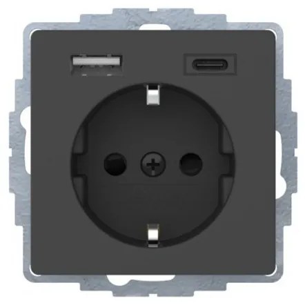 Πρίζα Σούκο με 2xUSB A+C Ανθρακί Berker 48046086 Hager-48046086-Ανθρακί 48046086