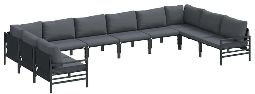 vidaXL Σετ Καναπέ Κήπου 10 pcs Ανθρακί Ατσάλι
