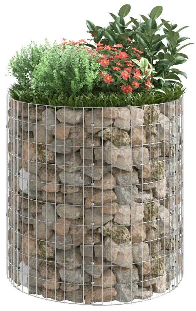 vidaXL Συρματοκιβώτιο-Γλάστρα Στύλος Κυκλική Ø100x100 εκ Γαλβ. Χάλυβας