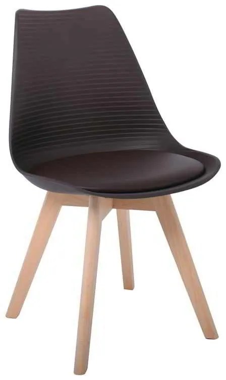 Καρέκλα MARTIN STRIPE Ξύλινο πόδι / PP Καφέ 49x56x82cm (Σετ 4 ΤΕΜ)