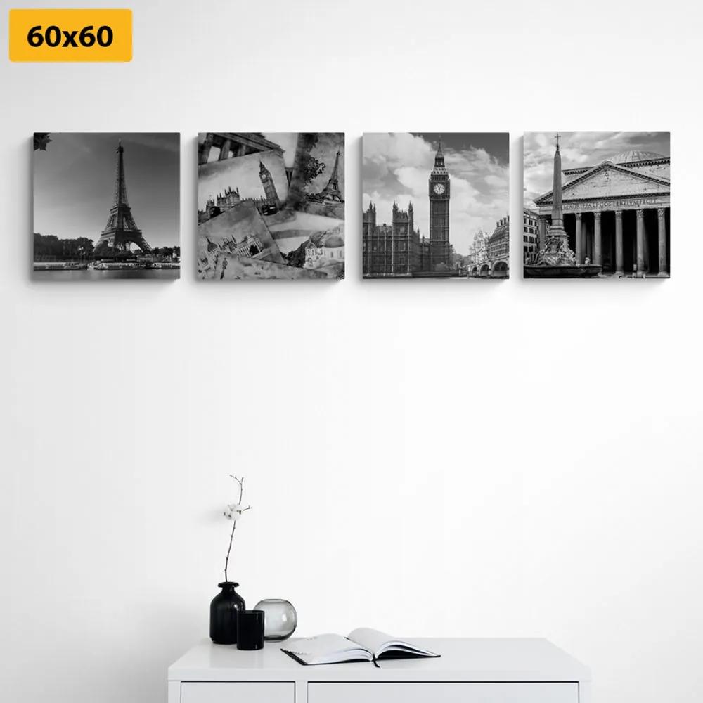 Σετ εικόνων ιστορικών μνημείων σε μαύρο & άσπρο - 4x 40x40