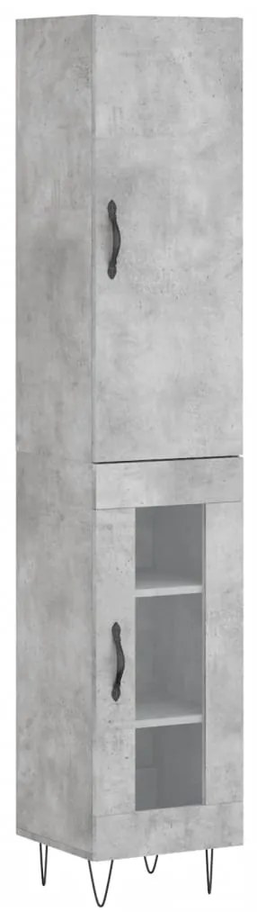vidaXL Ντουλάπι Γκρι Σκυροδέματος 34,5x34x180 εκ. Επεξεργασμένο Ξύλο