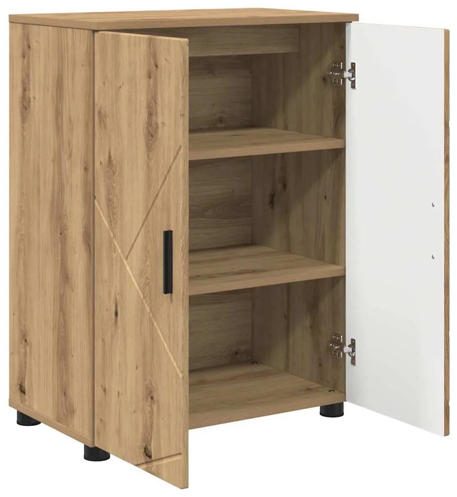 vidaXL Ντουλάπι Μπάνιου με ράφι με πόρτα artisan δρυς 60 x 35 x 80 εκ