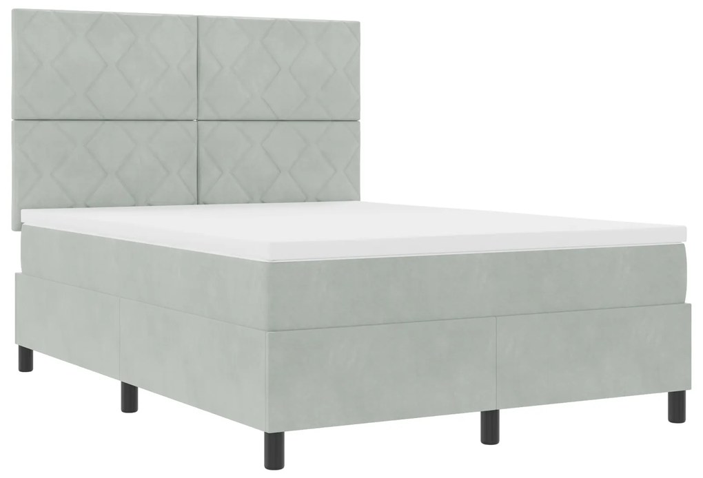 vidaXL Κρεβάτι με Στρώμα & LED Light Grey 140x190 cm Βελούδο