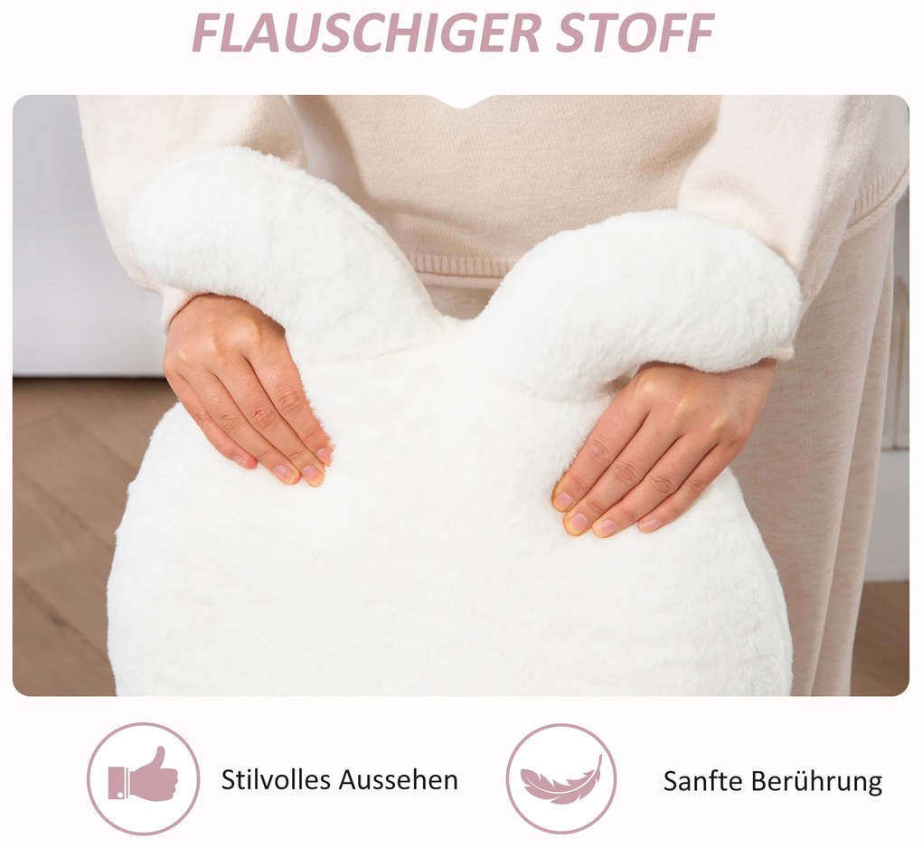 HOMCOM Πολυθρόνα γραφείου με αυτιά κουνελιού, περιστρεφόμενη καρέκλα γραφείου, περιστρεφόμενη, ψεύτικη γούνα, λευκό