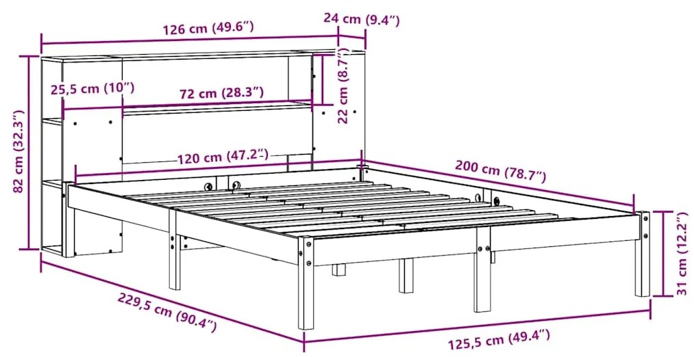 ΚΡΕΒΑΤΙ ΒΙΒΛΙΟΘΗΚΗ ΧΩΡΙΣ ΣΤΡΩΜΑ 120X200 ΕΚ ΜΑΣΙΦ ΞΥΛΟ ΠΕΥΚΟΥ 3321553