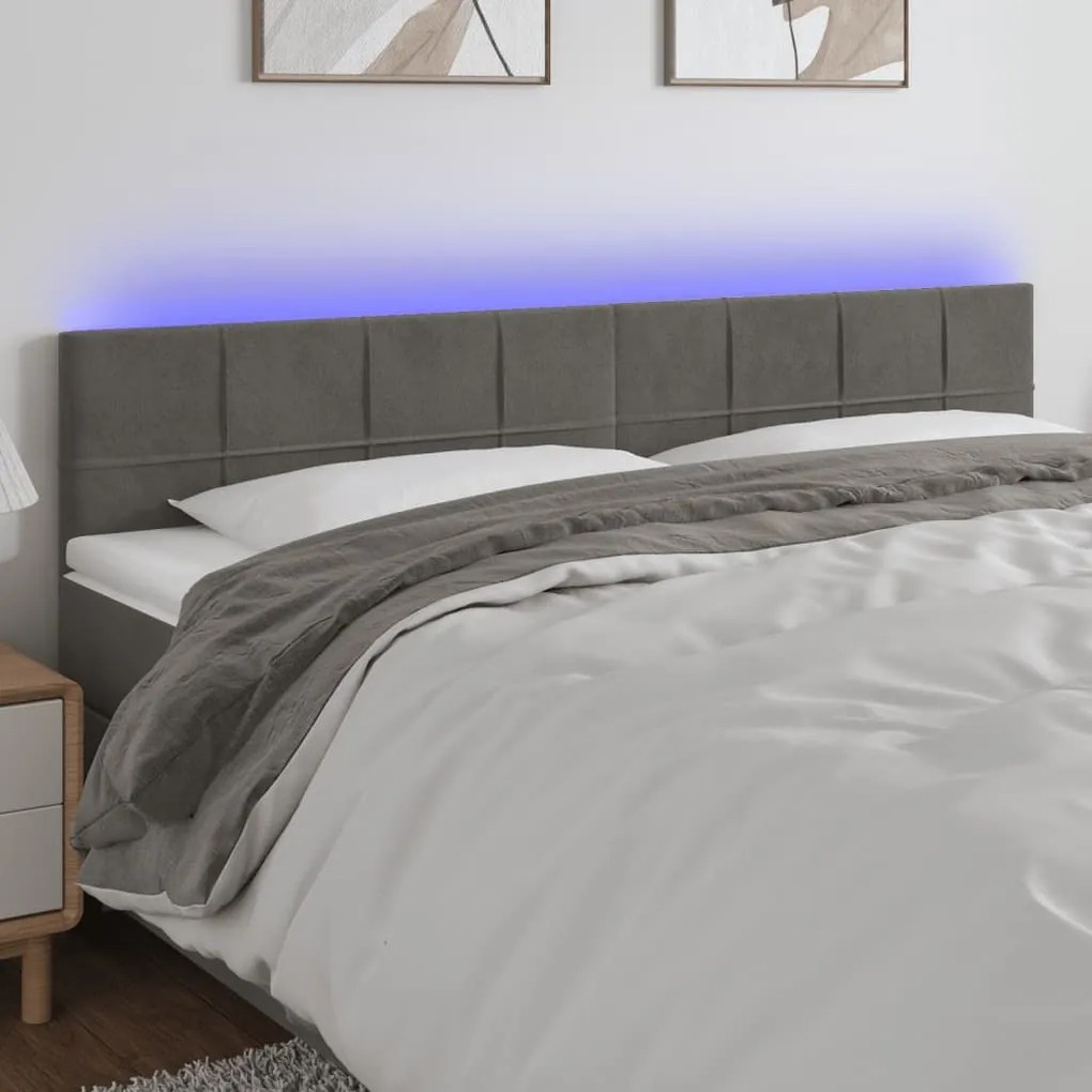 Κεφαλάρι Κρεβατιού LED Σκούρο Γκρι 180x5x78/88 εκ. Βελούδινο 3121673