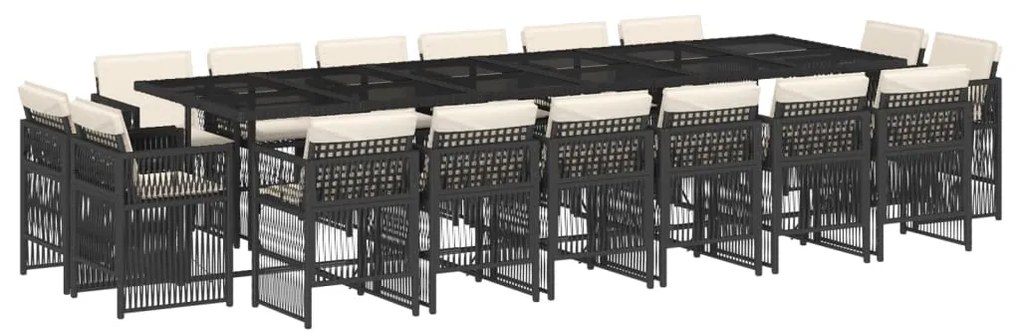 vidaXL Σετ Τραπεζαρίας Κήπου 17 τεμ Μαύρο από Συνθ. Ρατάν με Μαξιλάρια