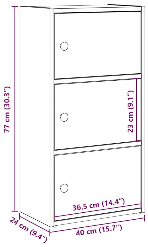 Βιβλιοθήκη Μαύρη Δρυς 40x24x77 εκ. Κατασκευασμένο ξύλο - Μαύρο