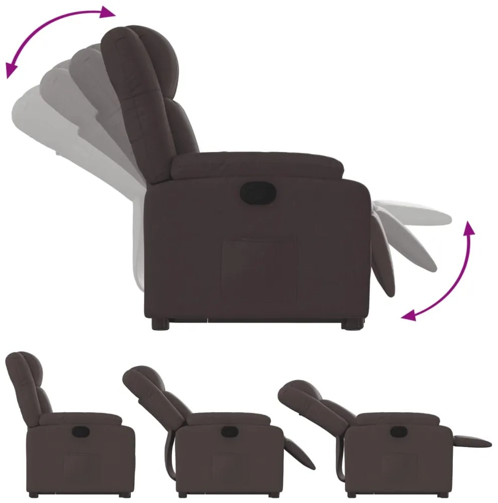 vidaXL Πολυθρόνα Ανακλινόμενη με Ανύψωση Σκούρο Καφέ Υφασμάτινη