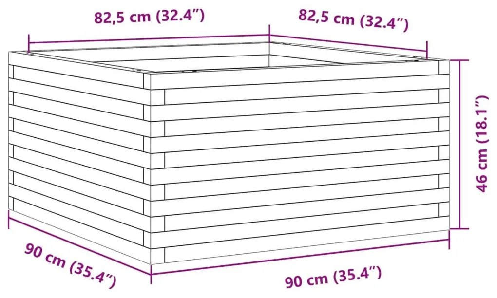 Ζαρντινιέρα Κήπου 90x90x46 εκ. από Μασίφ Ξύλο Ψευδοτσούγκας - Καφέ