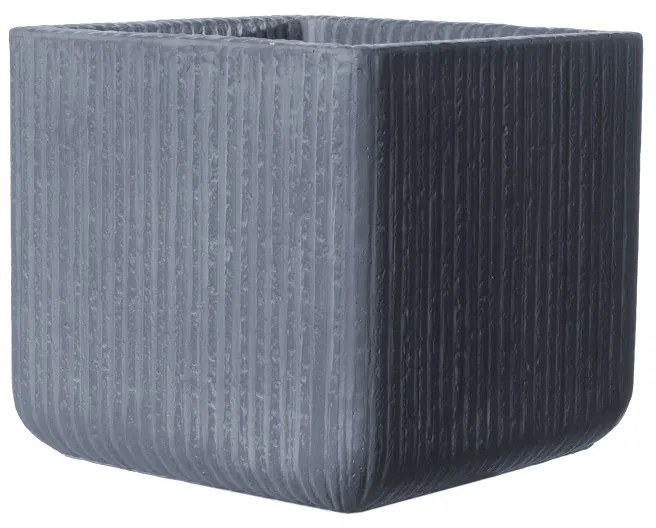 Supergreens Γλάστρα Πήλινη Τετράγωνη "Stripe" Γκρι Σκούρο XL 44x44x38 εκ.