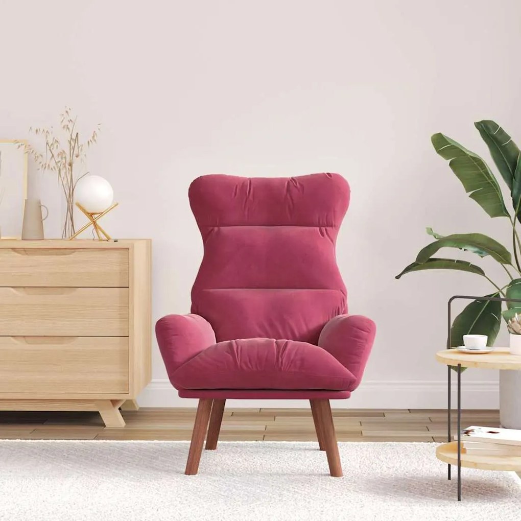 vidaXL Χαλαρωτική Πολυθρόνα Κόκκινο 69 x 74 x 93 εκ. Βελούδο