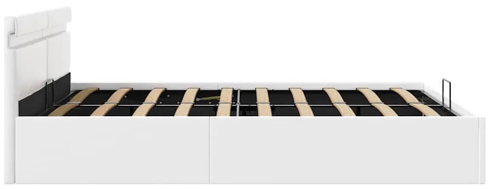 vidaXL Πλαίσιο Κρεβατιού Αποθ. Χώρο/LED Μαύρο 160x200 εκ. Δερματίνη