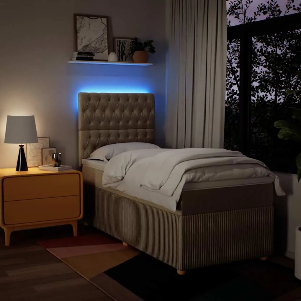 vidaXL Κρεβάτι Boxspring με Στρώμα Κρεμ 80 x 200 εκ. Υφασμάτινο