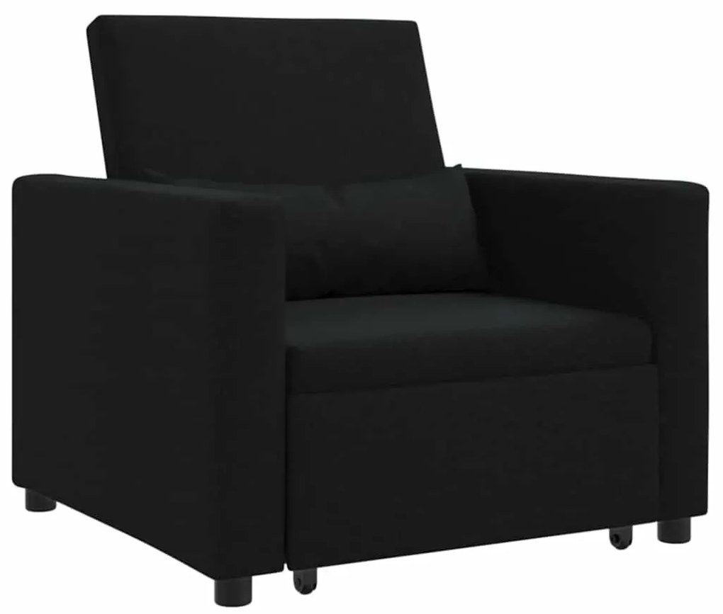 vidaXL Μονός καναπές-κρεβάτι Μαύρο 90 x 165 x 87 εκ. ύφασμα