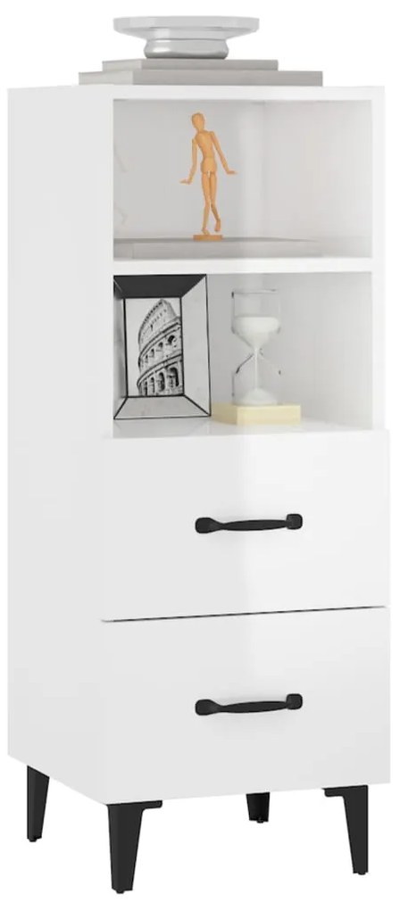 vidaXL Ντουλάπι Γυαλιστερό Λευκό 34,5x34x90 εκ. Επεξεργασμένο Ξύλο