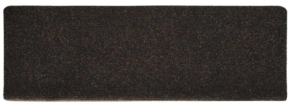 vidaXL Πατάκια Σκαλιών Αυτοκόλλητα 15 τεμ. 65x21x4 εκ. Σκούρο Καφέ Ορθογώνια Άκρη