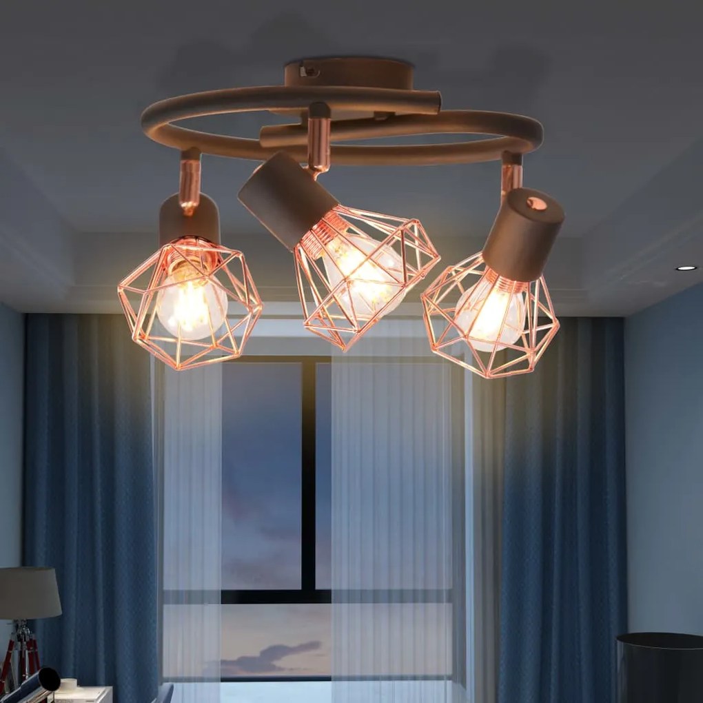 vidaXL Φωτιστικό Οροφής με 3 Σποτ Ε14 Μαύρο και Χάλκινο