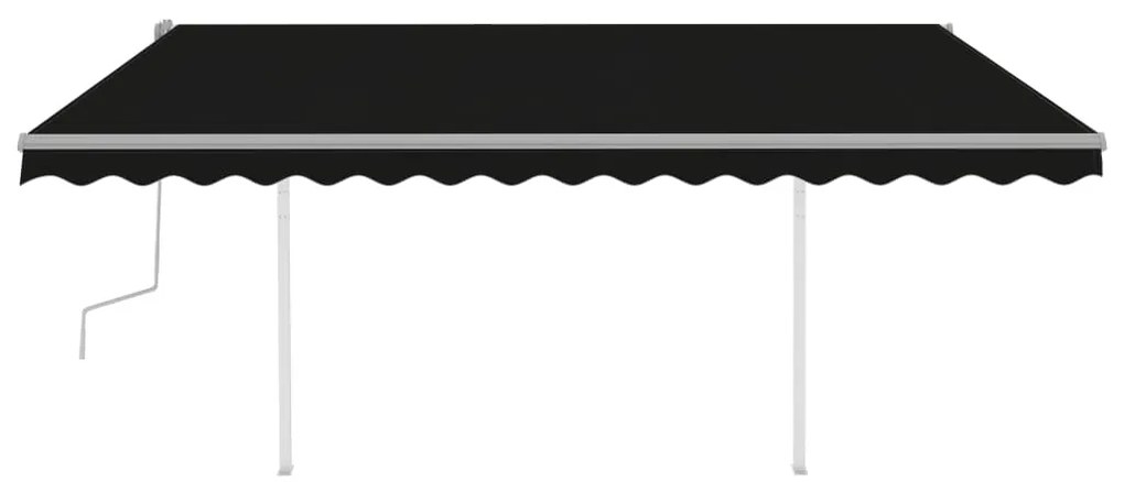 vidaXL Τέντα Συρόμενη Χειροκίνητη με LED Ανθρακί 4 x 3,5 μ.