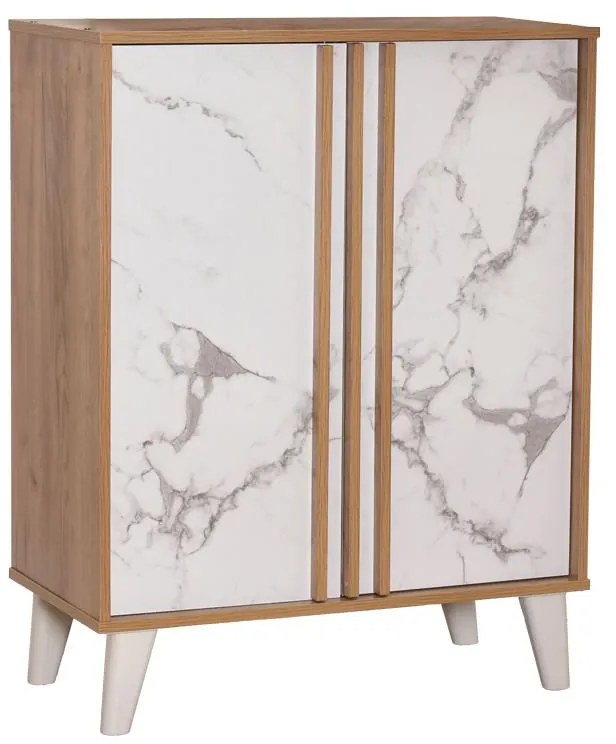 Shoe rack-cabinet Kumen melamine in oak marble shade 74x38x95cm 74x38x95 εκ.