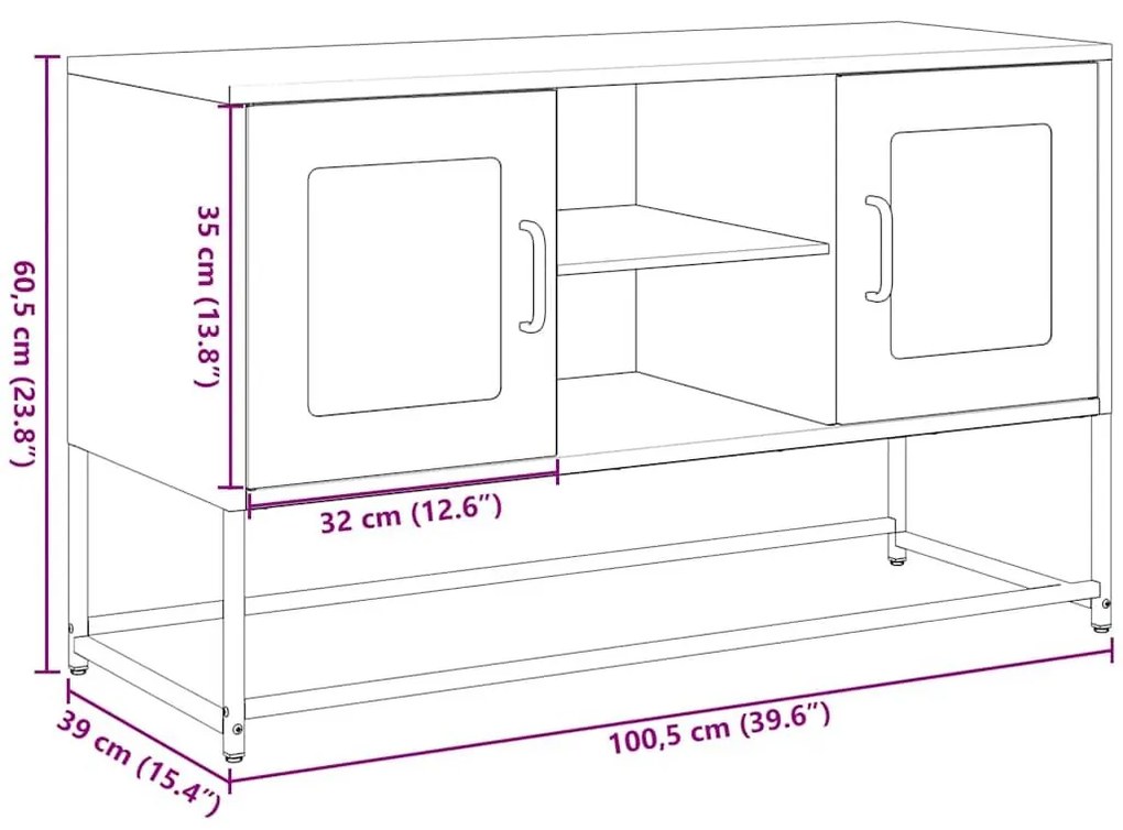 Έπιπλο Τηλεόρασης Μαύρο 100,5x39x60,5 εκ. Ατσάλινο - Μαύρο