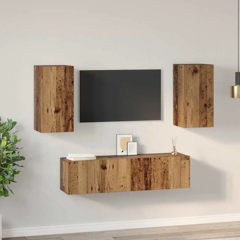 vidaXL Σετ επίπλου τηλεόρασης 4 pcs Παλαιό ξύλο 60 x 30 x 30 cm