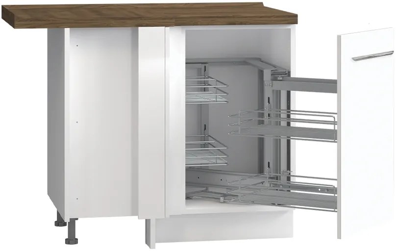 Επιδαπέδιο γωνιακό ντουλάπι Raval R-UG-1KMC-Λευκό - Λευκό γυαλιστερό-Δεξιά - 109.00Χ64.00Χ88.00cm